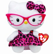 Ty Beanie Baby Hello Kitty Plush -Pink Leopard Nerd with Glasses