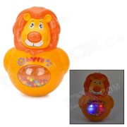 3-In-1 Cute Lion Style Music Box Roly-Poly Toy w/ 2-LED - Yellow + Orange (3 x LL1154)