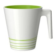 Cốc sứ HURRIG / Mug, white, green - IKEA, THỤY ĐIỂN