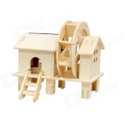 Robotime W150 DIY Educational Toys Solar Wood Waterwheel - Yellow