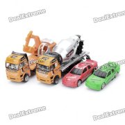 Cool Metal Car Model Toys 2 Racing Car + Tanker Truck + Excavator (Set of 4)