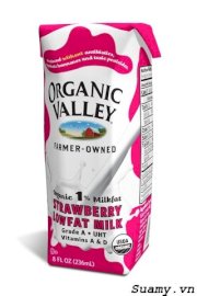 Sữa tươi hữu cơ ít béo Organic Valley hương dâu 8oz