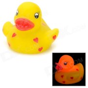 121203 Heart Pattern Cute Floating Duck Style Lighting Bath Toy for Baby - Yellow + Red (2 x AG1130)