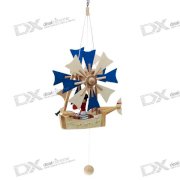 Wooden Flying Boat Ornament with Spring Hanger & Pull Cord