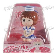 Solar Powered Head Shaking Cute Navy Girl Desktop Toy