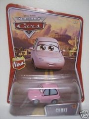 Disney Pixar Die Cast Cars Chuki World of Cars Edition With Red "New" Symbol On Package 1:55 Scale diecast 