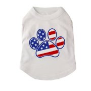 American Flag Dog Paw Print Tank Top - White