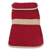 Barn Dog Coat with Contrast Trim - Cranberry