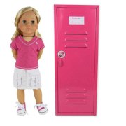 18 Inch Doll Clothes Locker fit for American Girl Doll Bed Rooms & More! 18" Doll Furniture of Pink Metal Doll Locker