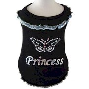 Butterfly Princess Blouse Dog Shirt - Black with Blue Trim