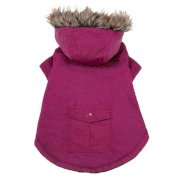 Casual Canine Fur Trim Dog Parka - Deep Raspberry