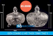 Combo 2 lọ thủy tinh cao cấp đựng mứt kẹo hạt tiện dụng