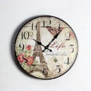 Đồng hồ tranh gỗ treo tường kiểu vintage hình Tháp eiffel 