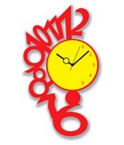 Sai Enterprises Red And Yellow Mdf Wood Designer 6 To 12 Number Wall Clock
