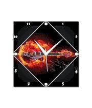 Amore Guitar On Fire Wall Clock