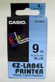 Nhãn in Casio XR-9BU1 (chữ đen nền xanh đậm 9mm)