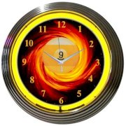 Neonetics Bar and Game Room 15" Billiards 9 Ball Fire Wall Clock