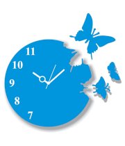 Sai Enterprises Blue Mdf Wood Butterfly Design Wall Clock
