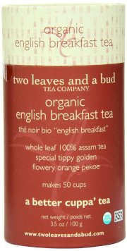 Two Leaves and a Bud Organic English Breakfast Tea, 3.5-Ounce Package