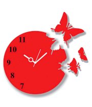 Sai Enterprises Red Mdf Wood Butterfly Design Wall Clock