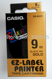 Nhãn in Casio XR- 9GD1 (chữ đen nền màu vàng sậm 9mm)