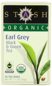 Stash Tea Organic Earl Grey Black and Green Tea, 18 Count Tea Bags in Foil (Pack of 6)
