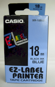 Nhãn in Casio XR-18BU1 (chữ đen nền xanh đậm 18mm)