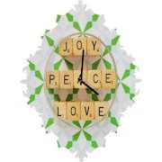 DENY Designs Happee Monkee Joy Peace Love Wall Clock