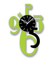 Sai Enterprises Green And Black Mdf Wood Designer Number Clock