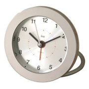 Bai Design Diecast Round Travel Alarm Clock in Silver