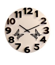 Sai Enterprises 3D White Plastic Butterfly Wall Clock