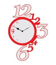 Sai Enterprises Red And White Mdf Wood Designer Wall Clock