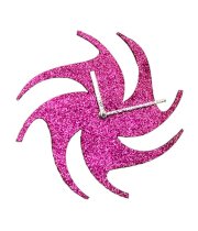 Sai Enterprises Pink Mdf Wood Chakari Glittery Wall Clock