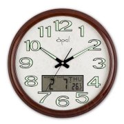 Opal Luxury Time Products 17.6'' Round Analog Digital Wall Clock