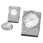 Chass Silver Hammered Clock with Magnifier