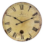 IMAX Large Wall Clock with Pendulum in Antique distressed