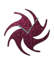 Sai Enterprises Maroon Mdf Wood Chakari Glittery Wall Clock