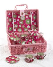 Delton Children's Tin Tea Set with Daisies on Pink