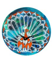 Rangrage Multicolour Round Marbled Peacock Wooden Wall Clock