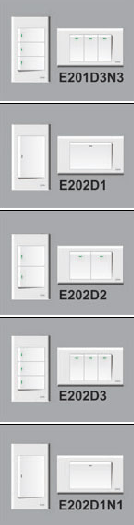 Công tắc đơn chữ nhật 2 chiều 10A Edison - Opto E202D1