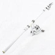 8 in 1 Fishhooks Fish Sinkers Alert Bell Telescopic Fishing Pole Rod White Set