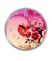 Cosmosgalaxy Mystic Stainless Steel & Acrylic Sheet Round Wall Clock (Floral Swirl)