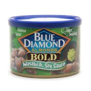 Blue Diamond Bold Almonds, Can, Wasabi & Soy Sauce 6 oz (Pack of 2)