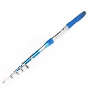 Blue Silver Tone Shell 6 Sections Telescopic Fishing Pole 6.9Ft Long