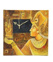 Rangrage Multicolour Square Egyptian Roots Wooden Wall Clock