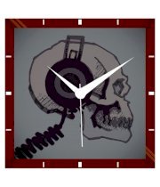 Shopkeeda Multicolour Engineering Wood Skull Loves Music Wall Clock