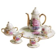 8pcs Dining Ware Porcelain Tea Set Dish Cup Plate 1/6 Dollhouse Miniature -Pink Rose