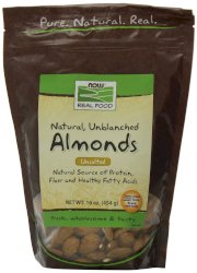 Now Foods Natural Unblanched Almonds, 1 Pound Bags (Pack of 4)