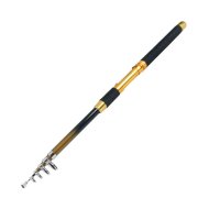 Gold Tone Black 2.6 Meters 6 Sections Telescopic Fishing Rod