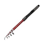 Textured Foam Coated Grip Red Carbon Fiber 6 Sections Fishing Rod 2.1M Long
